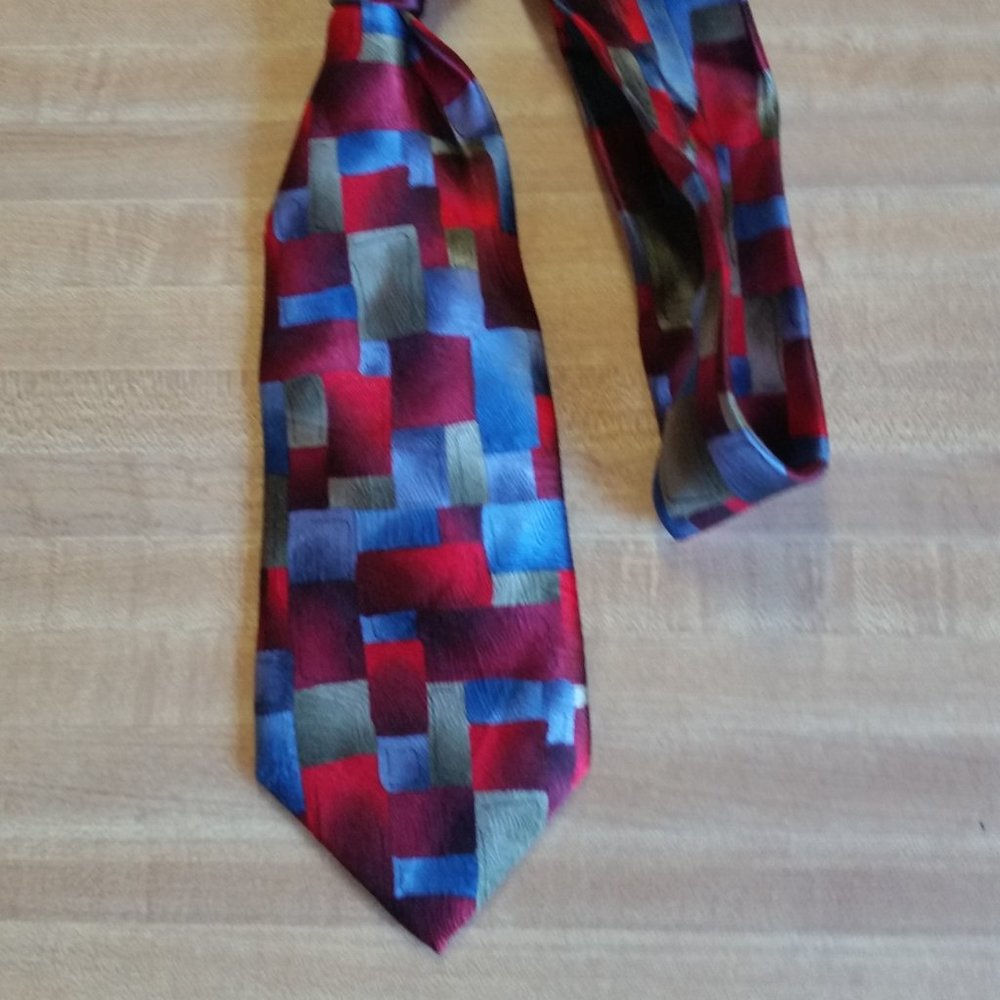 J. Garcia Red Blue Checked Tie
